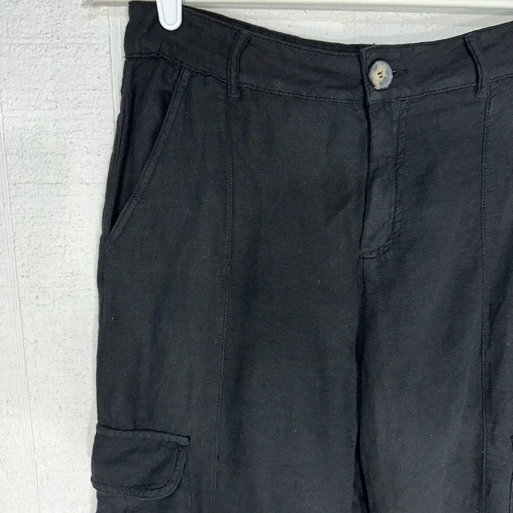 Zara cargo pants linen blend black size 00